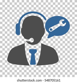 Cobalt And Gray Service Manager Message toolbar pictogram. Vector pictograph style is a flat bicolor symbol on chess transparent background.