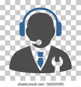 Cobalt And Gray Service Manager toolbar icon. Vector pictograph style is a flat bicolor symbol on chess transparent background.