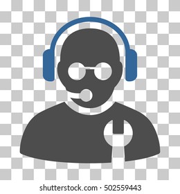 Cobalt And Gray Service Operator interface icon. Vector pictograph style is a flat bicolor symbol on chess transparent background.