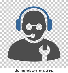 Cobalt And Gray Service Operator interface toolbar icon. Vector pictograph style is a flat bicolor symbol on chess transparent background.