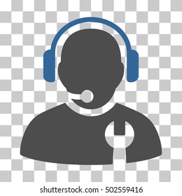 Cobalt And Gray Service Operator toolbar icon. Vector pictogram style is a flat bicolor symbol on chess transparent background.