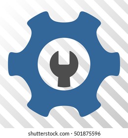 Cobalt And Gray Service Tools interface toolbar pictogram. Vector pictograph style is a flat bicolor symbol on diagonal hatch transparent background.