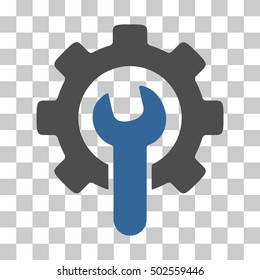 Cobalt And Gray Service Tools interface icon. Vector pictograph style is a flat bicolor symbol on chess transparent background.