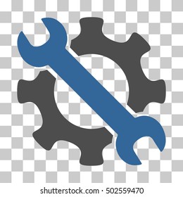 Cobalt And Gray Service Tools interface pictogram. Vector pictogram style is a flat bicolor symbol on chess transparent background.