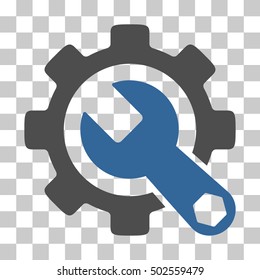 Cobalt And Gray Service Tools interface icon. Vector pictogram style is a flat bicolor symbol on chess transparent background.