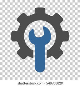 Cobalt And Gray Service Tools interface icon. Vector pictogram style is a flat bicolor symbol on chess transparent background.