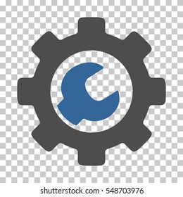 Cobalt And Gray Service Tools interface icon. Vector pictograph style is a flat bicolor symbol on chess transparent background.