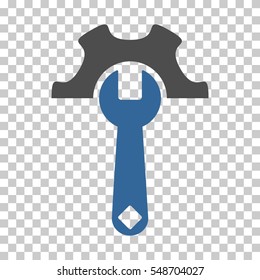 Cobalt And Gray Service Tools interface toolbar icon. Vector pictograph style is a flat bicolor symbol on chess transparent background.
