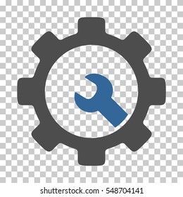 Cobalt And Gray Service Tools interface pictogram. Vector pictogram style is a flat bicolor symbol on chess transparent background.