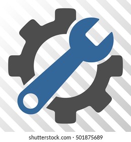 Cobalt And Gray Service Tools toolbar pictogram. Vector pictogram style is a flat bicolor symbol on diagonal hatch transparent background.