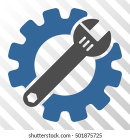 Cobalt And Gray Service Tools toolbar icon. Vector pictogram style is a flat bicolor symbol on diagonal hatch transparent background.