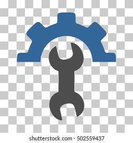 Cobalt And Gray Service Tools toolbar icon. Vector pictograph style is a flat bicolor symbol on chess transparent background.