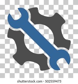 Cobalt And Gray Service Tools toolbar icon. Vector pictogram style is a flat bicolor symbol on chess transparent background.
