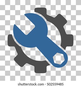 Cobalt And Gray Service Tools toolbar icon. Vector pictogram style is a flat bicolor symbol on chess transparent background.