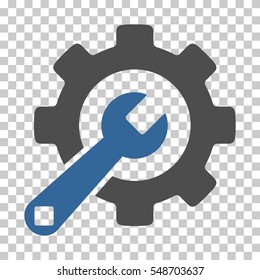 Cobalt And Gray Service Tools toolbar icon. Vector pictogram style is a flat bicolor symbol on chess transparent background.