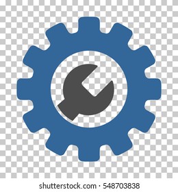 Cobalt And Gray Service Tools toolbar pictogram. Vector pictograph style is a flat bicolor symbol on chess transparent background.