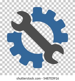 Cobalt And Gray Service Tools toolbar pictogram. Vector pictograph style is a flat bicolor symbol on chess transparent background.