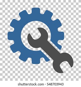 Cobalt And Gray Service Tools toolbar pictogram. Vector pictograph style is a flat bicolor symbol on chess transparent background.
