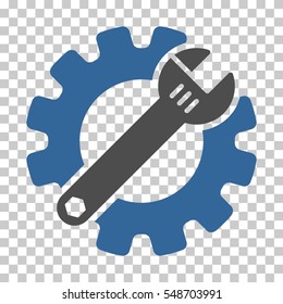 Cobalt And Gray Service Tools toolbar pictogram. Vector pictogram style is a flat bicolor symbol on chess transparent background.