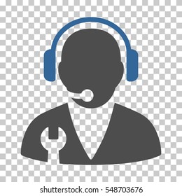 Cobalt And Gray Support Manager interface toolbar icon. Vector pictogram style is a flat bicolor symbol on chess transparent background.
