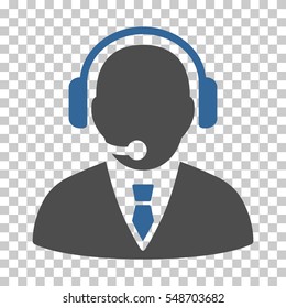 Cobalt And Gray Support Manager interface toolbar pictogram. Vector pictograph style is a flat bicolor symbol on chess transparent background.