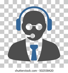 Cobalt And Gray Support Manager toolbar icon. Vector pictograph style is a flat bicolor symbol on chess transparent background.