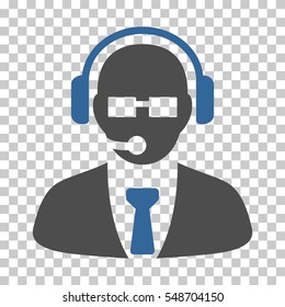 Cobalt And Gray Support Manager toolbar pictogram. Vector pictogram style is a flat bicolor symbol on chess transparent background.