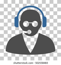 Cobalt And Gray Support Operator interface icon. Vector pictograph style is a flat bicolor symbol on chess transparent background.