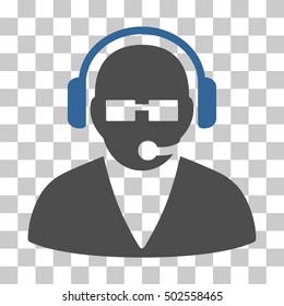 Cobalt And Gray Support Operator toolbar pictogram. Vector pictogram style is a flat bicolor symbol on chess transparent background.