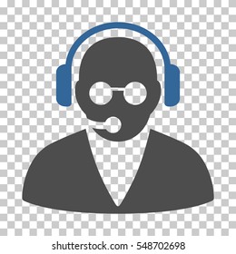 Cobalt And Gray Support Operator toolbar pictogram. Vector pictogram style is a flat bicolor symbol on chess transparent background.
