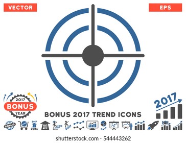 Cobalt And Gray Target pictograph with bonus 2017 trend icon set. Vector illustration style is flat iconic bicolor symbols, white background. - Powered by Shutterstock - Get 15% off with code: PIKWIZARD15