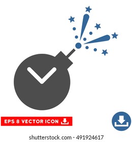 Cobalt And Gray Time Fireworks Charge EPS vector pictograph. Illustration style is flat iconic bicolor symbol on a white background.