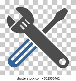 Cobalt And Gray Tools toolbar icon. Vector pictogram style is a flat bicolor symbol on chess transparent background.