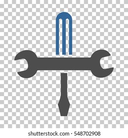 Cobalt And Gray Tools toolbar icon. Vector pictogram style is a flat bicolor symbol on chess transparent background.