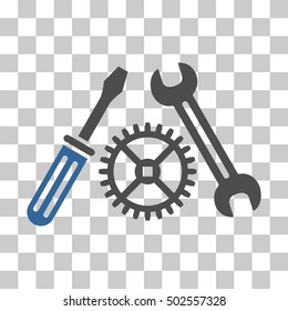 Cobalt And Gray Tuning Service interface toolbar pictogram. Vector pictograph style is a flat bicolor symbol on chess transparent background.