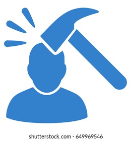 Cobalt Head Shock toolbar icon. Vector pictograph style is a flat symbol on diagonal hatch transparent background.