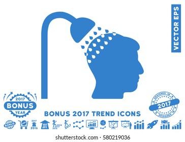 Cobalt Head Shower icon with bonus 2017 trend pictograph collection. Vector illustration style is flat iconic symbols, white background.