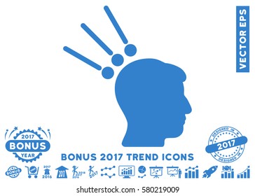 Cobalt Head Test Connectors pictogram with bonus 2017 year trend pictograph collection. Vector illustration style is flat iconic symbols, white background.