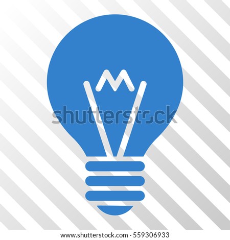 Cobalt Hint Bulb interface icon. Vector pictograph style is a flat symbol on diagonal hatch transparent background.