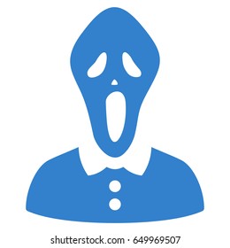 Cobalt Horror toolbar pictogram. Vector pictograph style is a flat symbol on diagonal hatch transparent background.