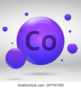 Cobalt icon. mineral drop pill capsule. Mineral complex design