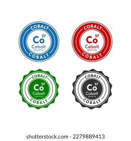 Kobalt-Symbol-Set. Vektorgrafik in 4 Farben Optionen für Webdesign