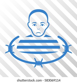 Cobalt Isolated Prisoner interface icon. Vector pictogram style is a flat symbol on diagonally hatched transparent background.