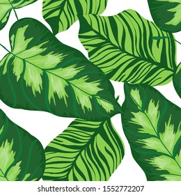 Cobalt Jungle Leaf Vector Seamless Pattern. Azure Modern Jungle Wallpaper California Style. Olive Foliage Retro Backdrop. Cobalt Banana Foliage Pattern