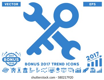 Cobalt Key Tools icon with bonus 2017 trend pictograph collection. Vector illustration style is flat iconic symbols, white background.