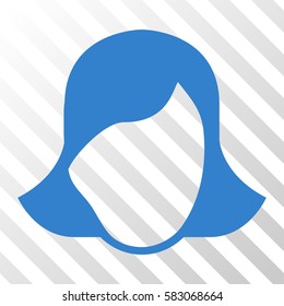 Cobalt Lady Face Template interface pictogram. Vector pictograph style is a flat symbol on diagonally hatched transparent background.