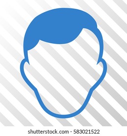 Cobalt Man Face Template interface pictogram. Vector pictograph style is a flat symbol on diagonally hatched transparent background.