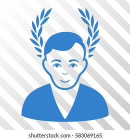 Cobalt Man Glory interface toolbar pictogram. Vector pictogram style is a flat symbol on diagonally hatched transparent background.