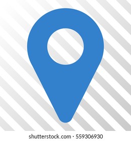Cobalt Map Marker toolbar icon. Vector pictogram style is a flat symbol on diagonally hatched transparent background.
