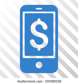 Cobalt Mobile Balance interface toolbar icon. Vector pictograph style is a flat symbol on diagonal hatch transparent background.